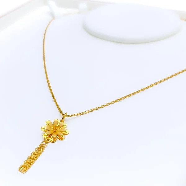 22K Gold Floral Pendant Set - Image 3