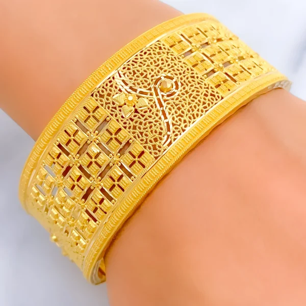 Opulent Square 22k Gold Bold Screw Bangle