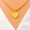 Embellished Leaf Accented 22k Gold Heart Allah Pendant