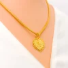 Embellished Leaf Accented 22k Gold Heart Allah Pendant - Image 2