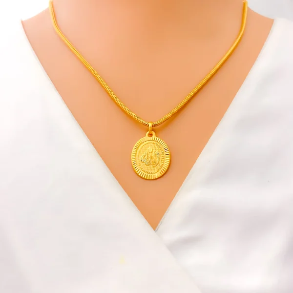 Exclusive Striped Oval 22k Gold Allah Pendant