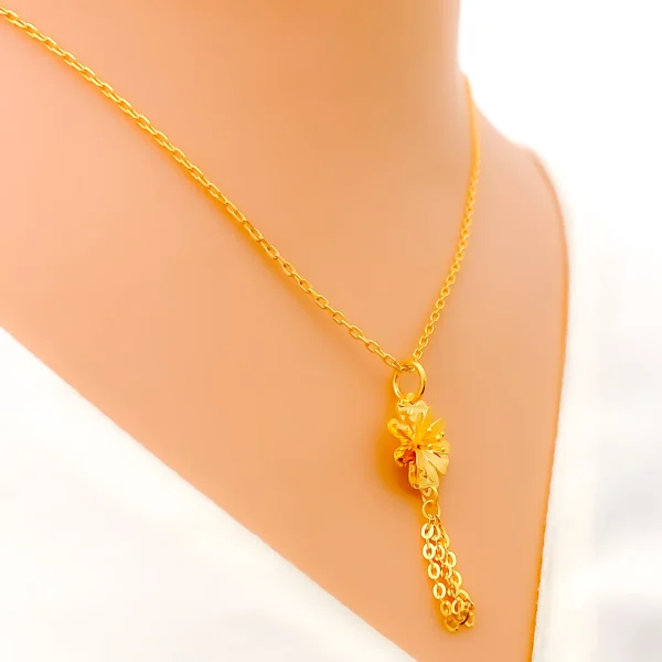 22K Gold Floral Pendant Set