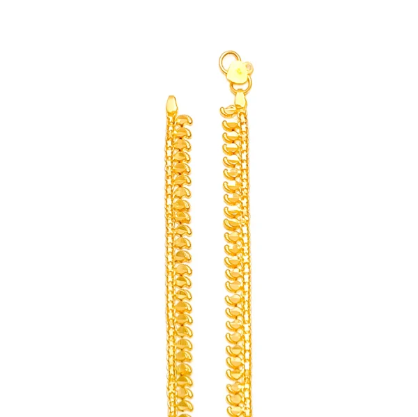 Delightful Traditional Paisley 22K Gold Anklet Pair - Image 3