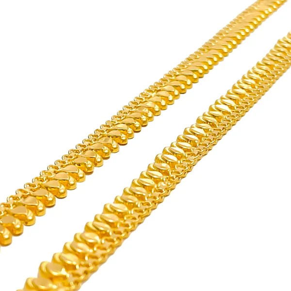 Delightful Traditional Paisley 22K Gold Anklet Pair - Image 4