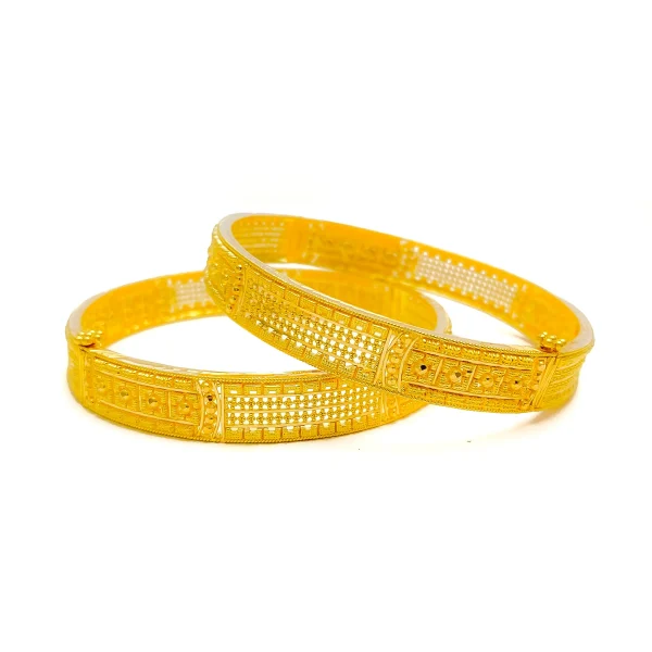 Alternating Golden Elegant 22k Gold Bangle Pair - Image 3