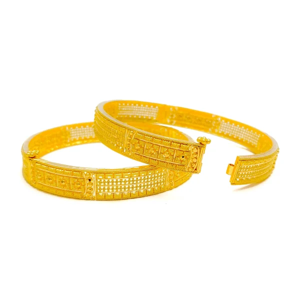 Alternating Golden Elegant 22k Gold Bangle Pair - Image 4