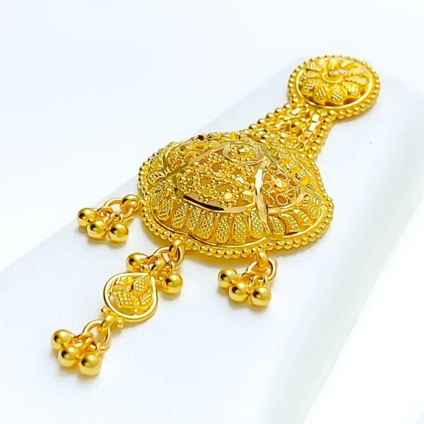 Dome Flower 22k Gold Long Necklace Set - Image 4