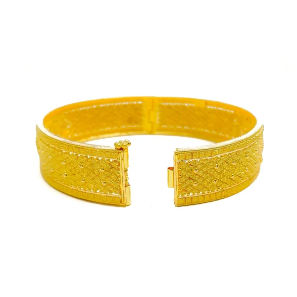 Ornamental Netted Paisley 22k Gold Screw Bangle - Image 4