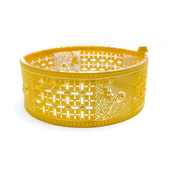 Opulent Square 22k Gold Bold Screw Bangle - Image 3