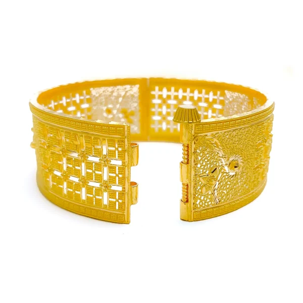 Opulent Square 22k Gold Bold Screw Bangle - Image 4