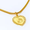 Embellished Leaf Accented 22k Gold Heart Allah Pendant - Image 4