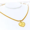 Embellished Leaf Accented 22k Gold Heart Allah Pendant - Image 3