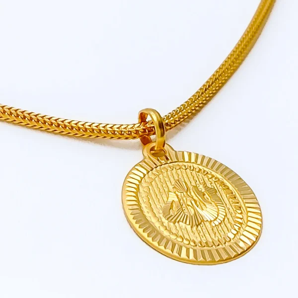 Exclusive Striped Oval 22k Gold Allah Pendant - Image 4
