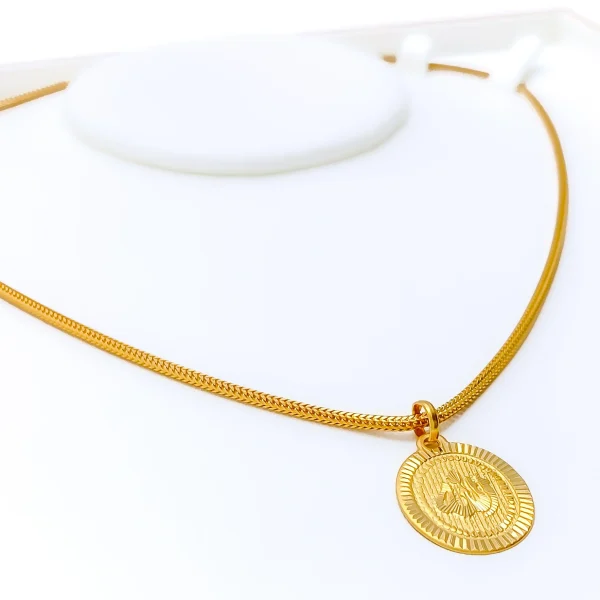 Exclusive Striped Oval 22k Gold Allah Pendant - Image 3